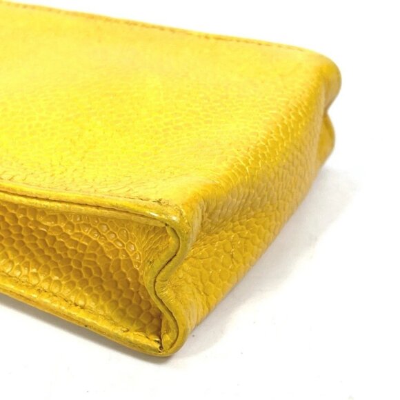 CHANEL Pouch CC Accessory case pen case glasses case Caviar Leather yellow - Picture 10 of 13